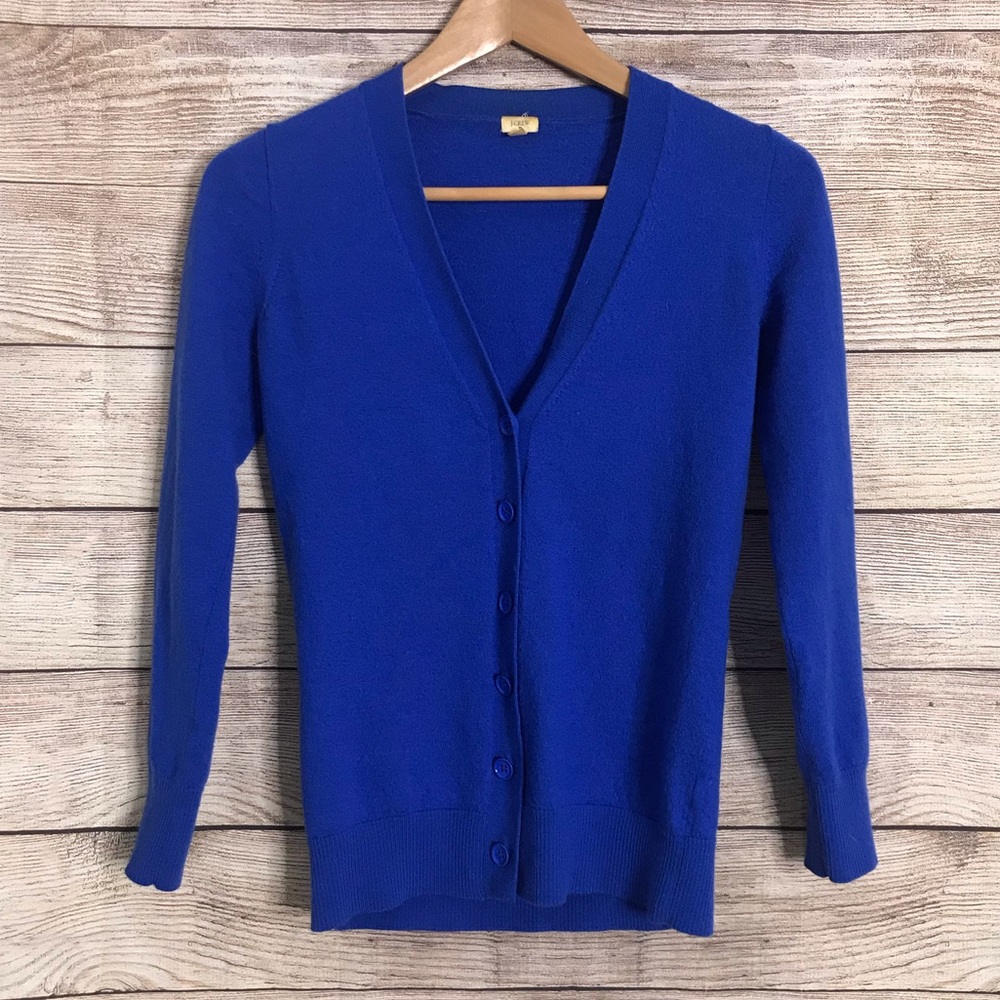 J. Crew Merino Wool Blue Button Sweater Cardigan